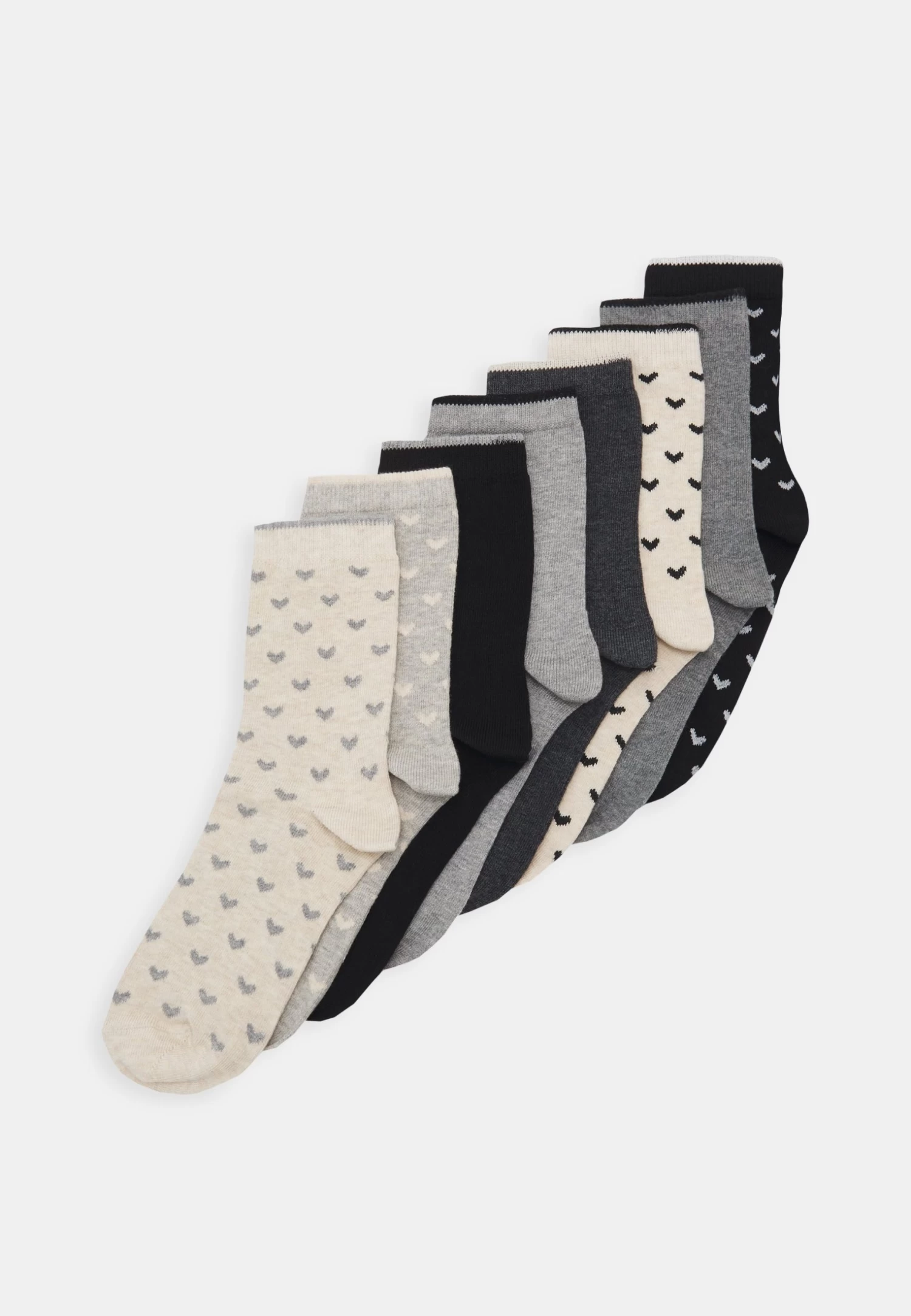 Anna Field Heart Ankle 8 Pack - Sokken - Black/Grey 1 Anna Field Heart Ankle 8 Pack - Sokken - Black/Grey
