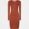 Anna Field Crew Ausschnitt Ripp Top Bodycon Mini Strickkleid - Etui-Jurk - Brown