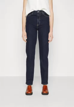 Straight Leg Jeans - Dark Blue Denim