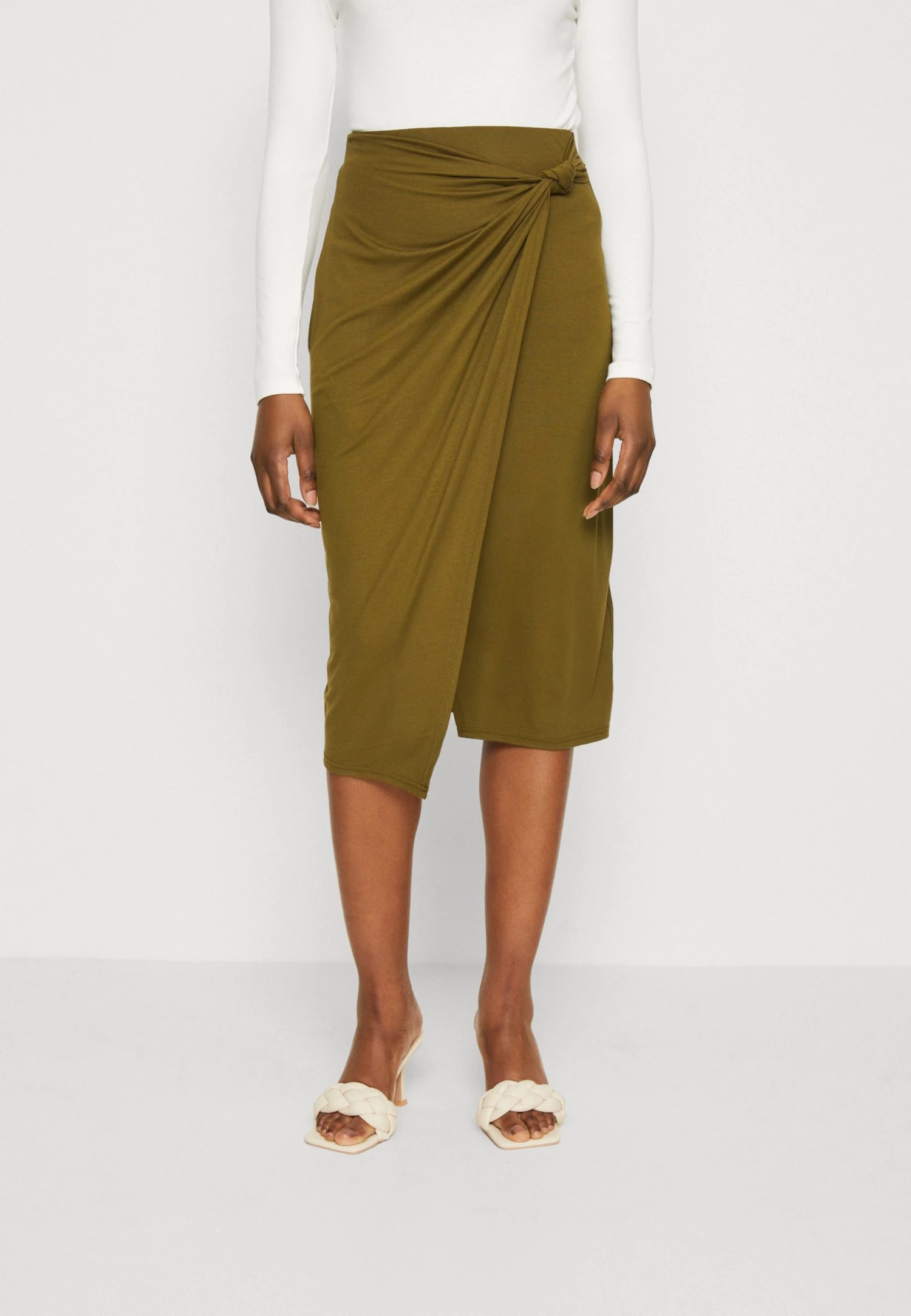 Anna Field Front Knot Midi Skirt - Kokerrok - Khaki 1 Anna Field Front Knot Midi Skirt - Kokerrok - Khaki