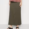 Maternity Maxi Skirt With Drawstring Waistband - Maxirok - 606 - Khaki